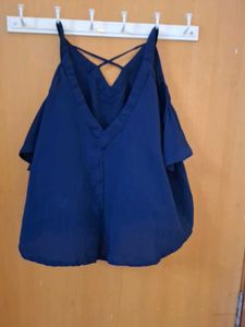Navy Blue Cold Shoulder Top