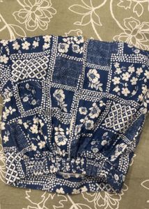 Blue & White Floral Patchwork Blouse