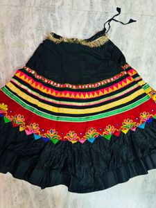 Embroidered reversible Black Skirt