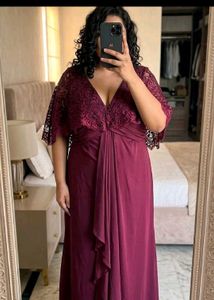Elegant Burgundy Lace Gown