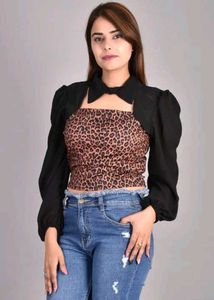 Stylish Animal Print Top with Bolero