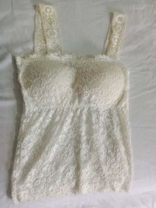 sheer paded White Lace top
