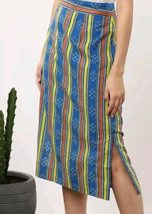 Boho Striped Ethnic Midi Skirt