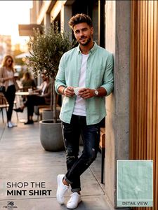 Men's Mint Green Casual Shirt