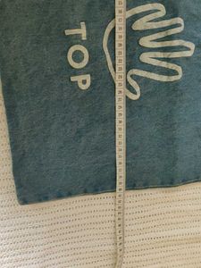 Denim Tote Bag with "UP TOP" Graphic