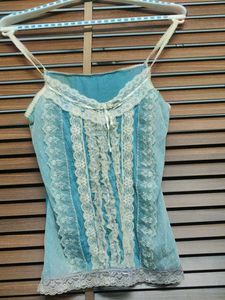 Vintage Y2K Blue Lace Camisole Top
