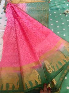 Elegant Teal Saree with Gold Border