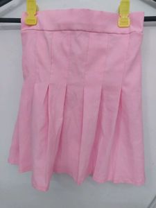 Cute Pink Pleated Mini Skirt