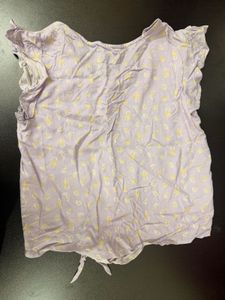 Lavender Paisley Print Tie-Front Top