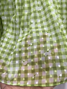 Green Checkered Long Sleeve Top