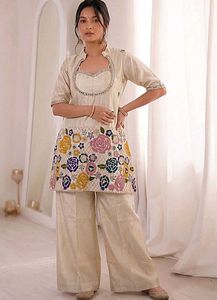 Elegant Embroidered Kurta Palazzo Set