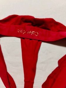 Calvin Klein Women's Red Logo Thong | Size M