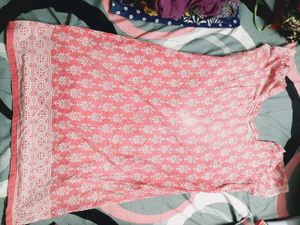 Pink Printed Cotton Kurta only