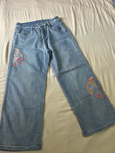 Embellished Wide Leg Jeans