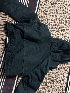 Black Denim Cropped Jacket