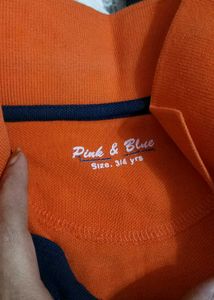 Orange Polo Tee &amp; Distressed Jeans Set