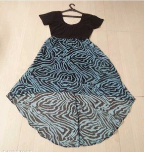 Zebra Print High-Low Dress