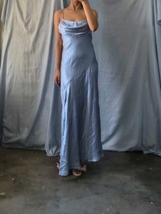 Satin Cowl Neck Midi Dress