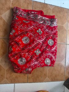red saree party wear for women