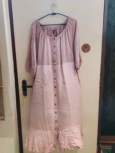 Pink Button-Down Midi Dress