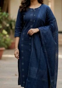 Elegant Navy Blue Kurta with Dupatta
