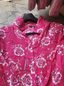 Vibrant Pink Floral Button-Up Shirt