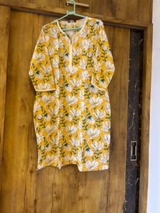 Yellow Floral Print Kurta