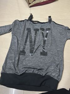 Grey NY Cold Shoulder Top