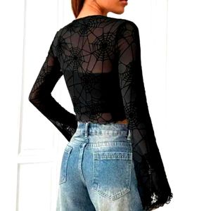 Cobweb Mesh Crop Top(sheer)