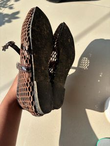 Mesh Ballet Flats with Strap