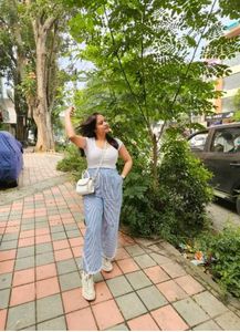 Striped Wide Leg Trousers