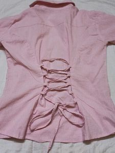 Pink Stripped Knotted shirt