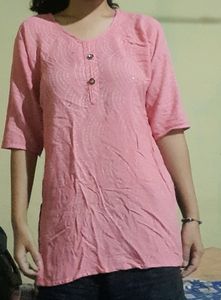 Pink Jaipuri Print Kurta.