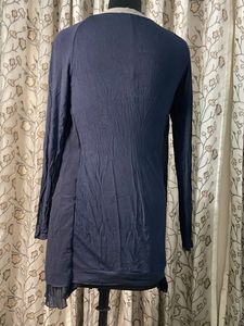 Elegant Navy Blue Pleated Kurta
