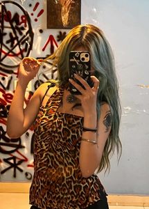 y2k Leopard Print corset back cami Top