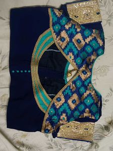 Designer Navy Blue Saree Blouse