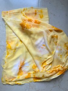 Unused Yellow Tie-Dye Chiffon Saree