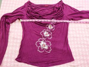 Purple Floral Long Sleeve Top