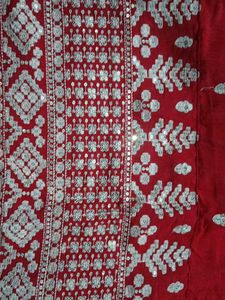 Red Kurta Set with Embellishments