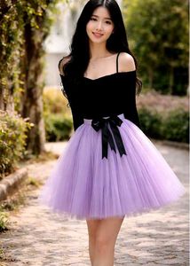 Elegant Black Top &amp; Lavender Tulle Skirt Set