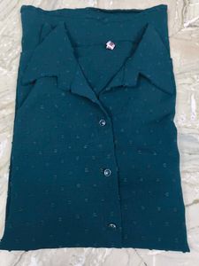 Teal Modest Kurti shirt with Button Detail