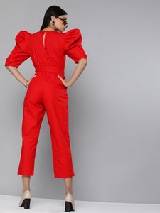 Sassafras Red Tapered Leg Jumpsuit