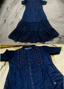 🐚Perl Denim Kurta