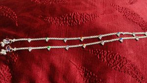 Silver Anklets with Colorful Stones