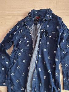 Denim Shirt with Mickey Mouse Print