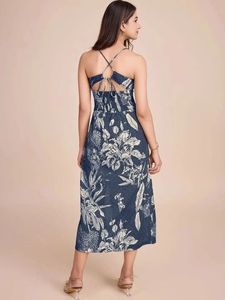 Floral Print Maxi Dress with High Slit
