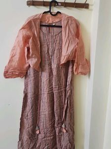 Striped Sleeveless kurti with coat