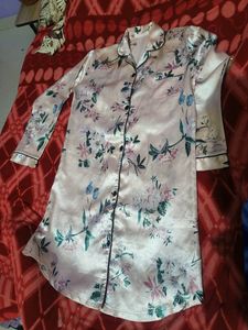 Cream Colour Night Suit Long Shirt