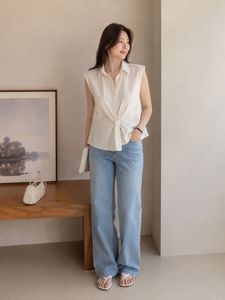 Cream Sleeveless Shirt
