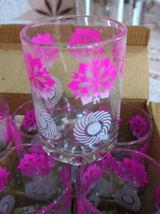 Set of 6 Decorative Glass Tumblers